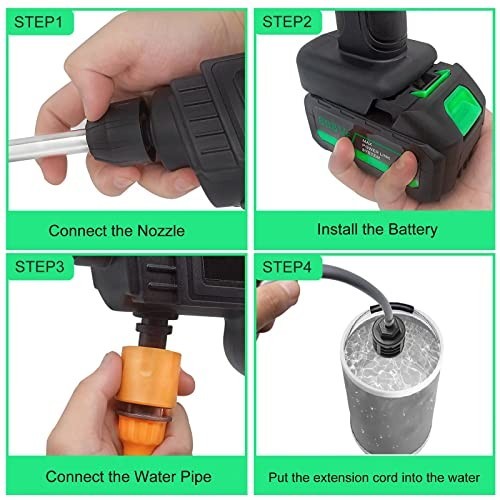 Cordless High Pressure Car Washer Gun Portable Electric Water Jet 21V Battery