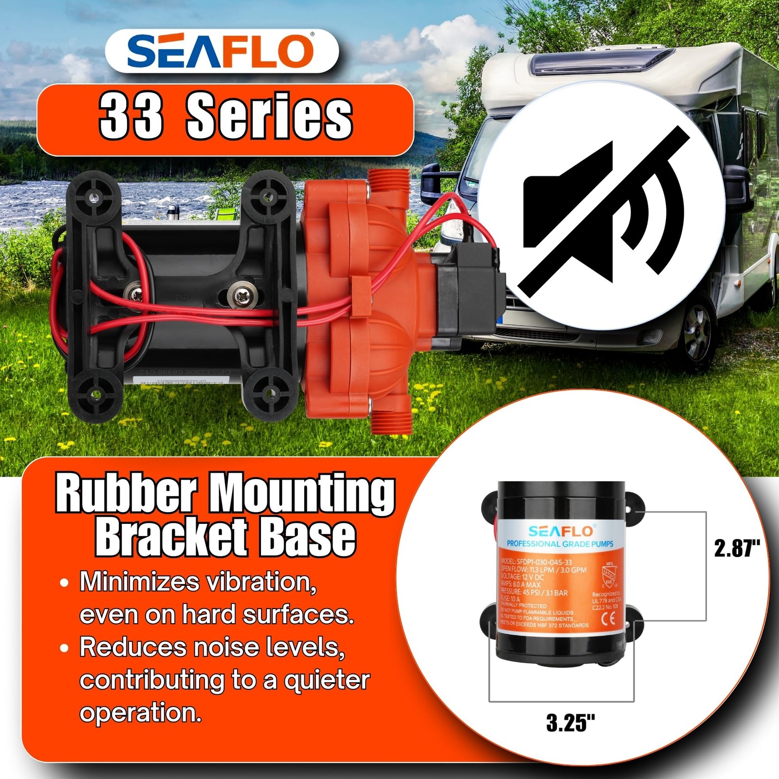 12V 3 GPM Water Pump 45 PSI Self Priming RV Marine Diaphragm Auto Switch