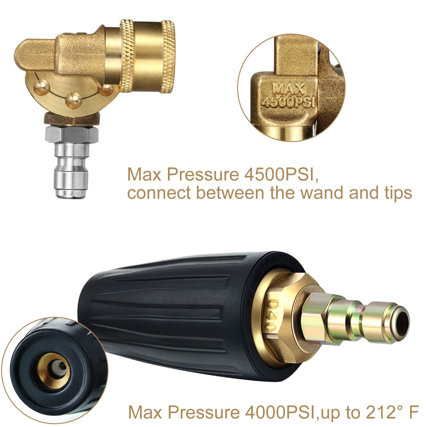 Mudder 4000 Psi Turbo Nozzle Pressure Washer Tips with 1/4 Quick Connector 45…