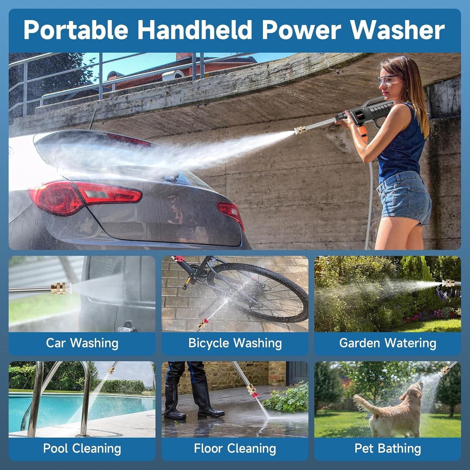 Cordless Electric High Pressure Water Spray Car Gun 850PSI Portable Washer Clean