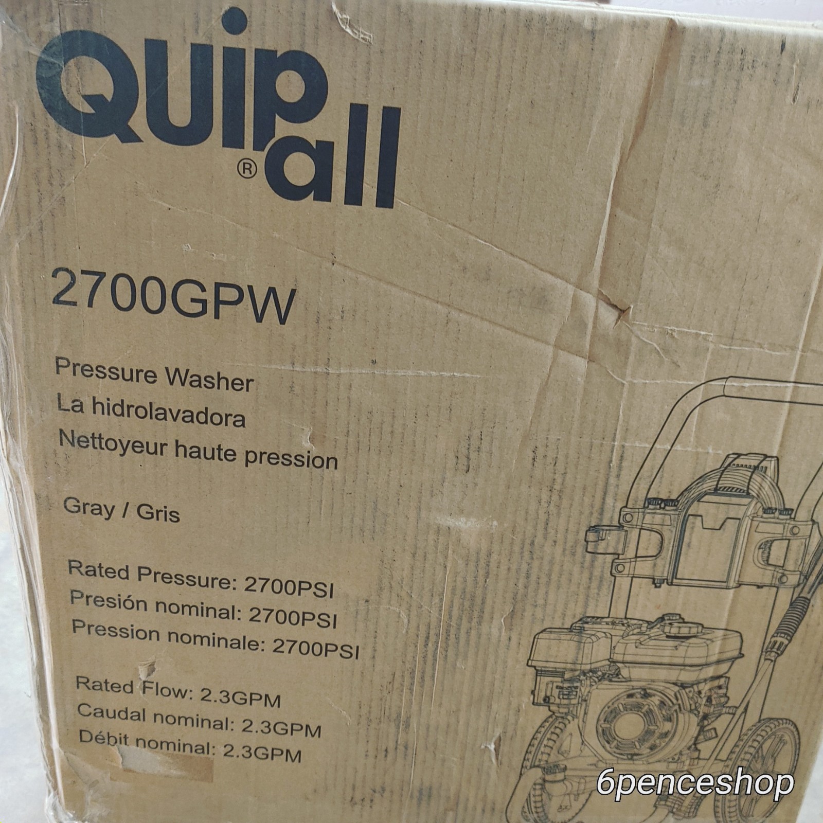 open box Quip-All 2,700 PSI 2.3 GPM Gas Pressure Washer CARB 2700GPW new