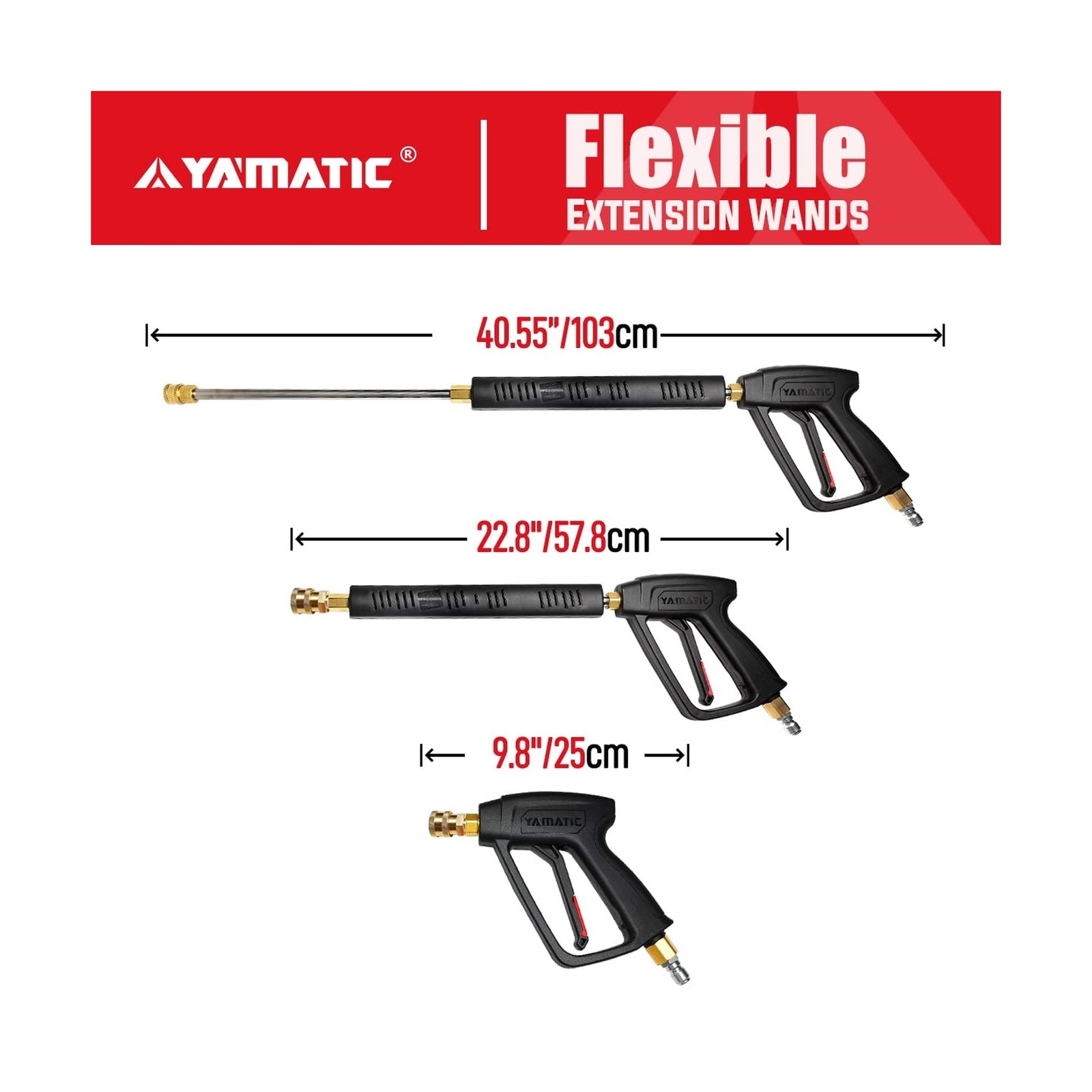 YAMATIC Pressure Washer Gun with 3/8″ Swivel Quick Connector & M22-14mm Fitti…