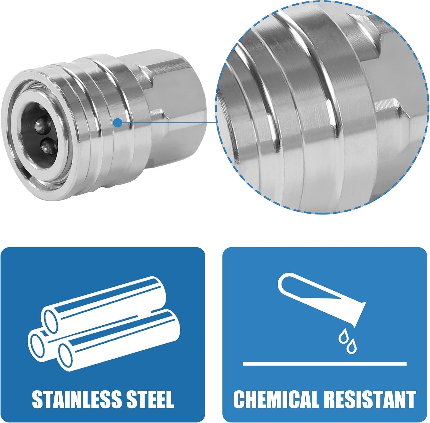 Durable Stainless Steel 1/4″ Quick Connect Pressure Washer Fittings – 5000 PSI