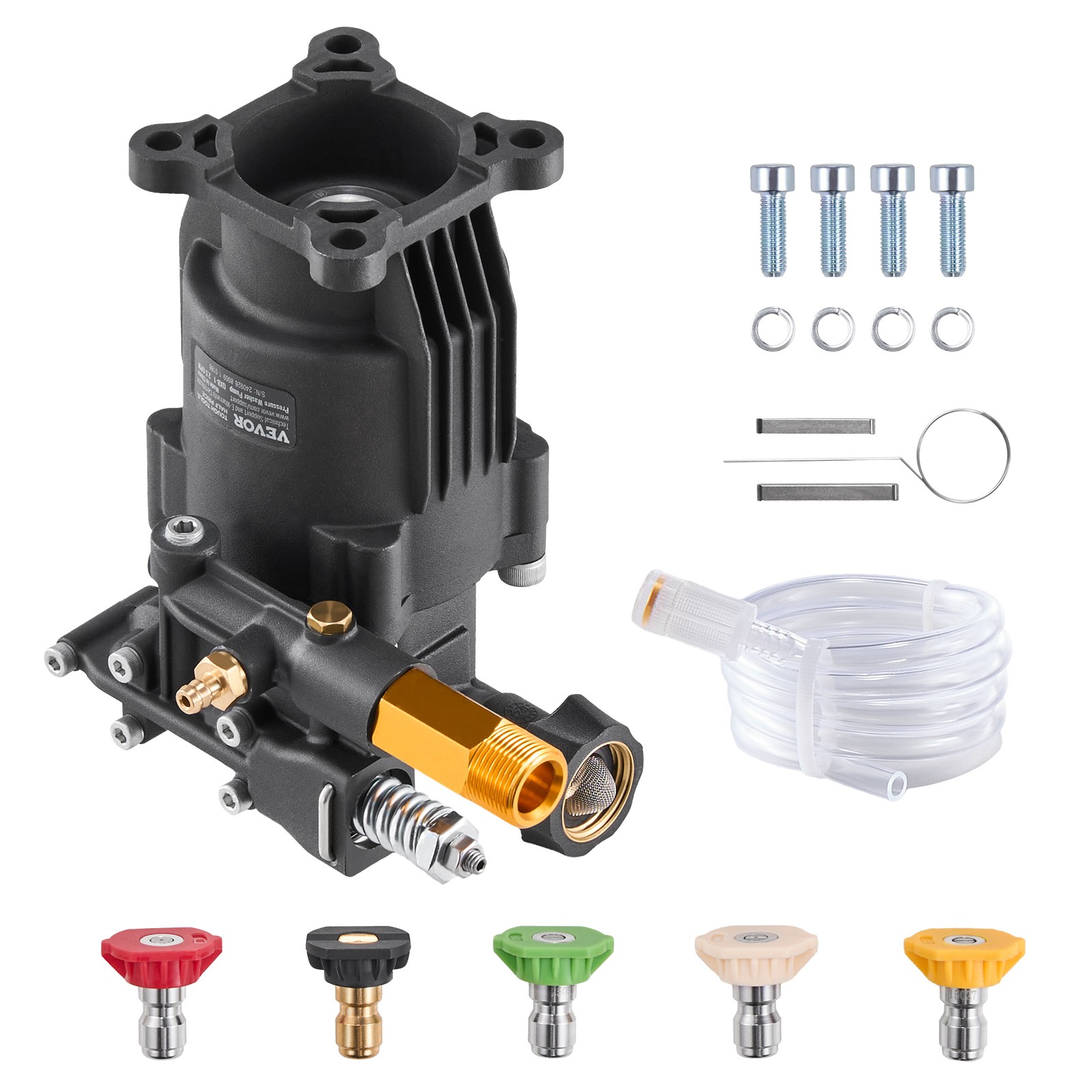 VEVOR Pressure Washer Pump 3/4″ Shaft Horizontal 3500 PSI 2.5GPM with 5 Nozzles