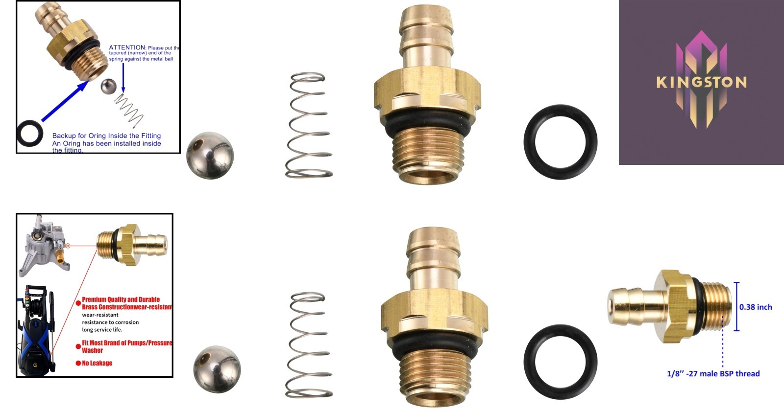 Replacement Chemical Injector Set for Pressure Washer Pumps – Brass Construction