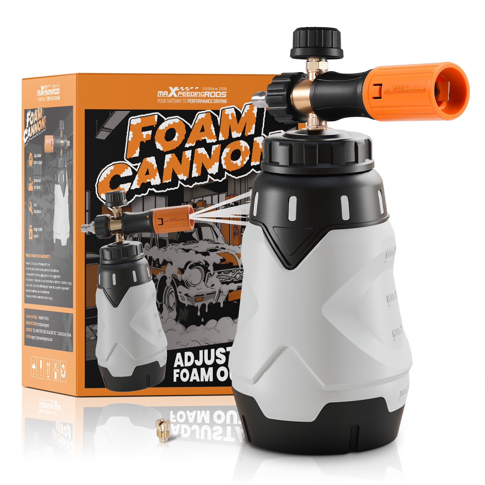 Pressure Washer Foam Cannon 1.3L for Adjustable Nozzle 1/4″ QC Thick Snow Foam