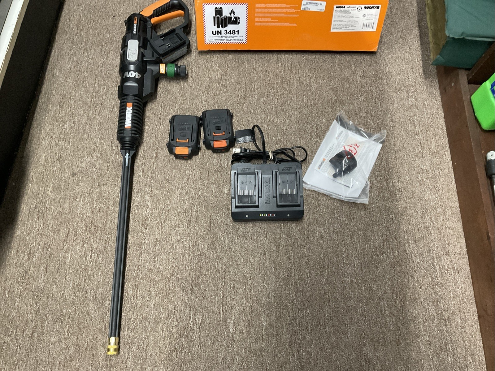 WORX HydroShot WG644 40V Cordless Power Cleaner, Adjustable Nozzle, 450 PSI