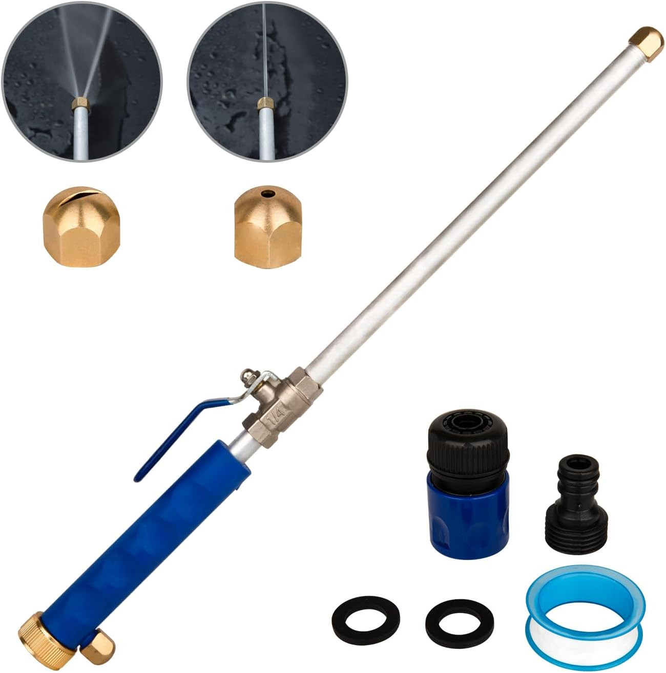 2-in-1 Hydro Jet Garden Hose Power Washer Wand High Pressure Water Nozzle