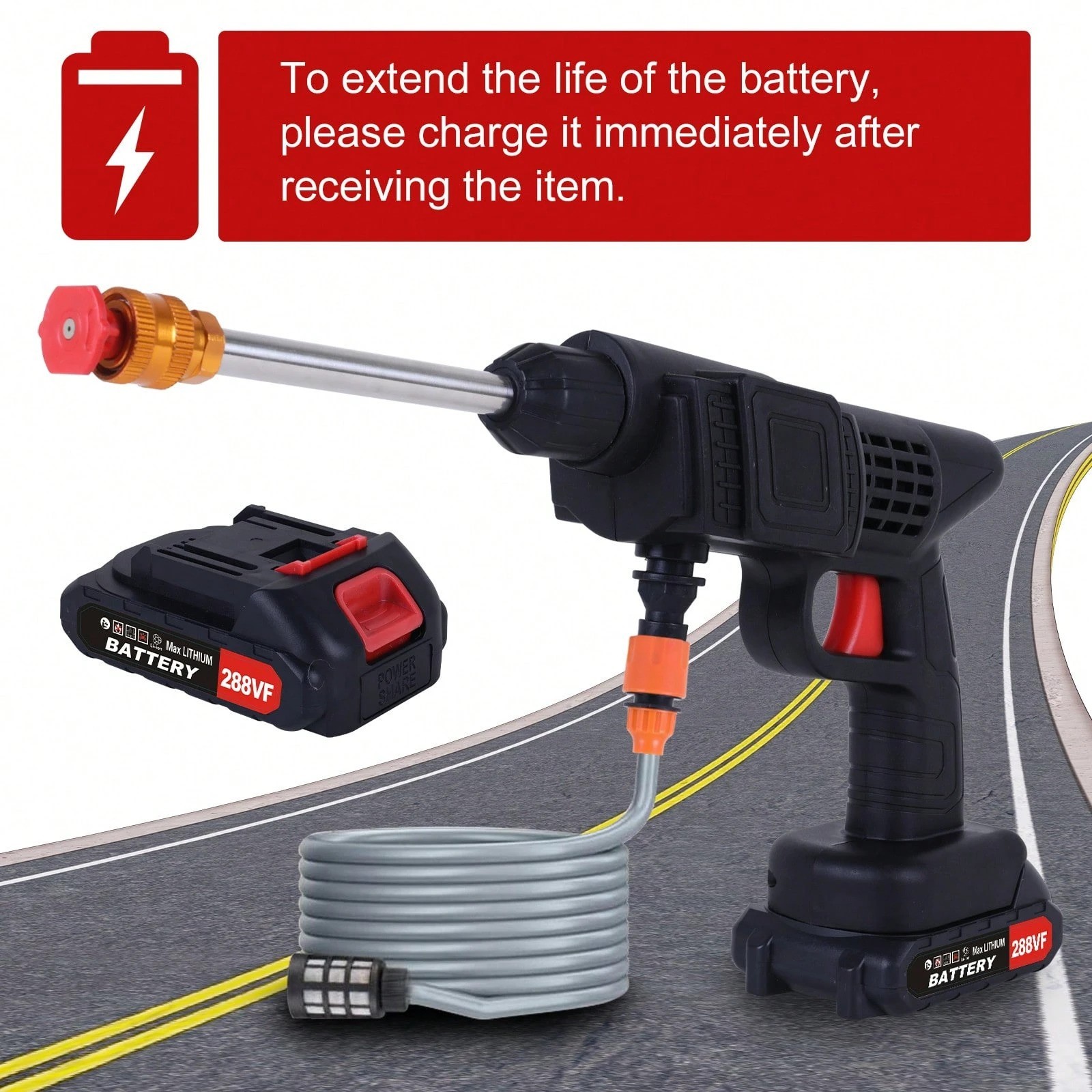 Cordless Portable Power Washer High Pressure Water Gun Battery Operated