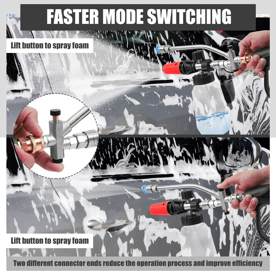 2025 Dual Head Accessory Pressure Washer Foam Cannon with 5 Nozzles Car Wash Kit