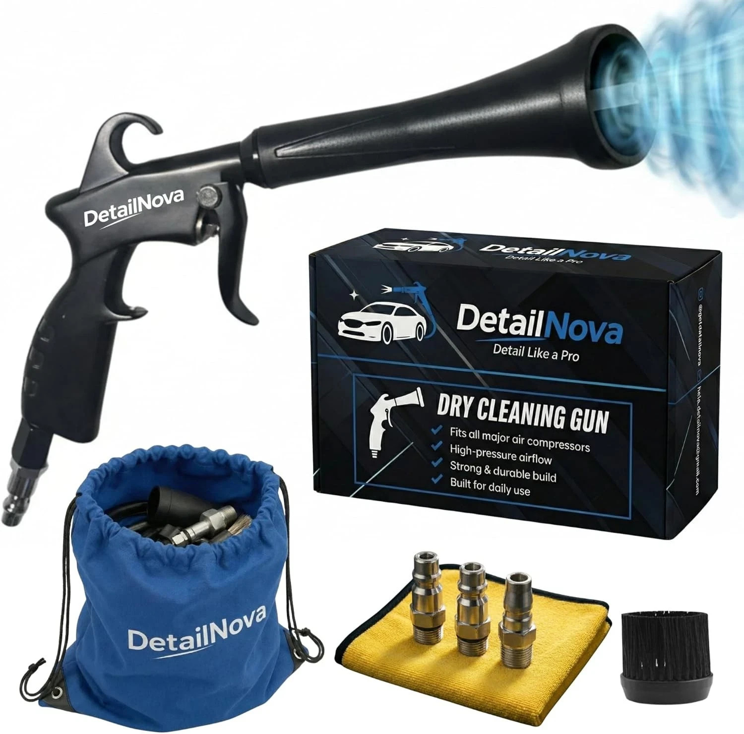 Air Blow Gun Car Detailing Turbo Air Nozzle for Dust Removal with Accessories