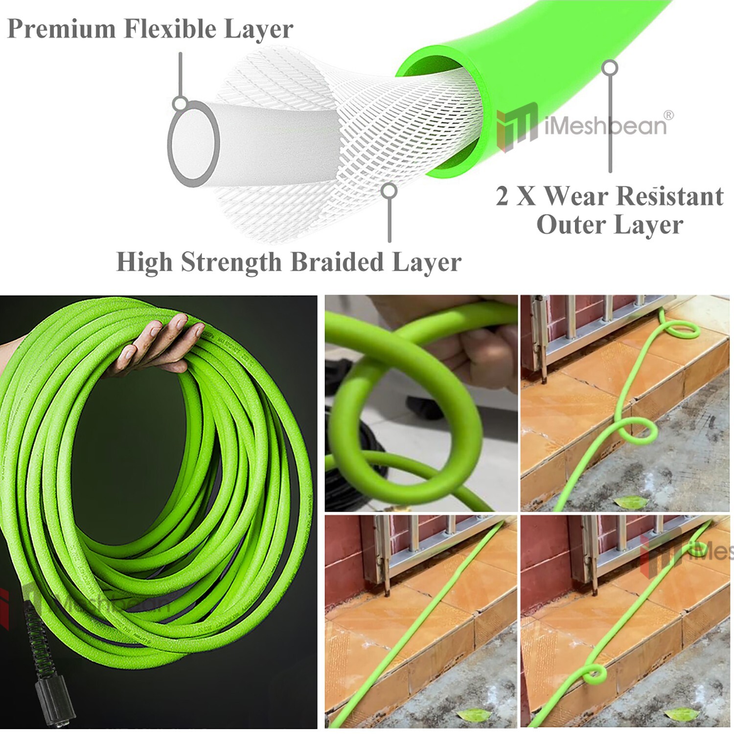 50FT 3600PSI Replacement High Pressure Power Washer Hose-3/8″ Swivel QC Flexible