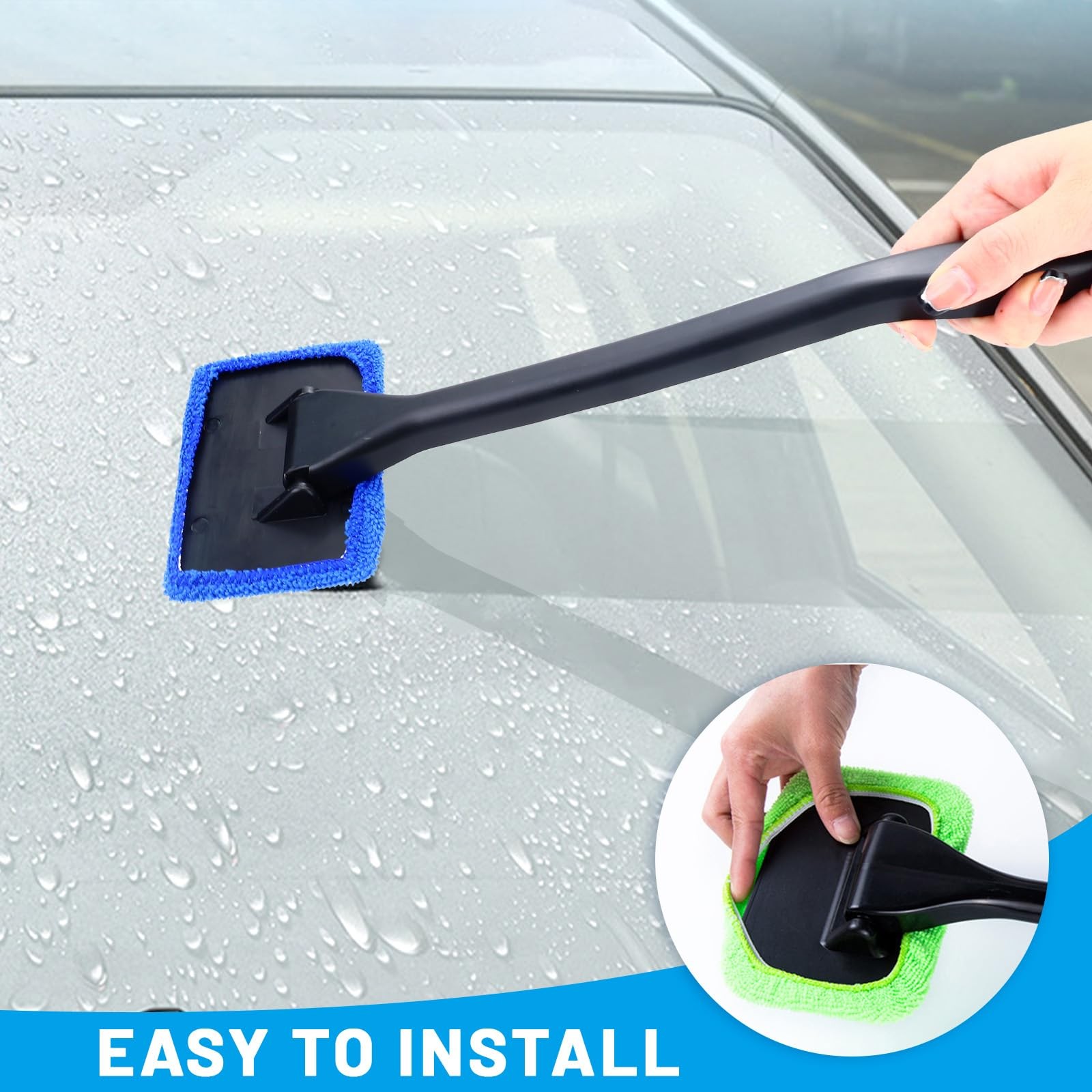 Bagentry Rectangle Windshield Cleaner Tool Kit, 4.9″ x 3.4″ x 15.7″, Green