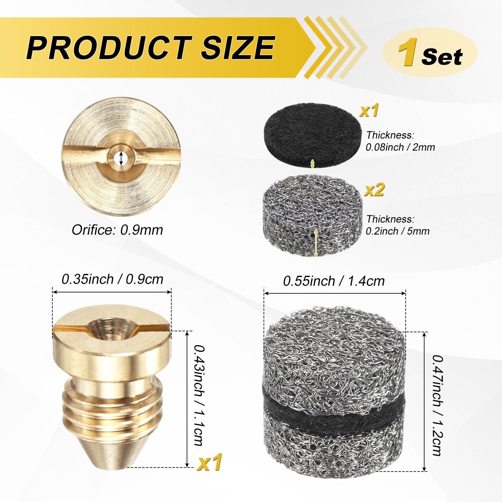 1-Set 0.9mm Copper Orifice Foam Cannon Nozzle and Three Layer Foam Maker Meshes