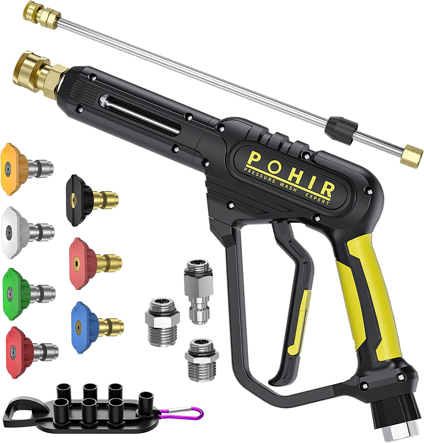 Pressure Washer Gun 3600 PSI with 3/8” Swivel Quick Connect Extension Wand, M22