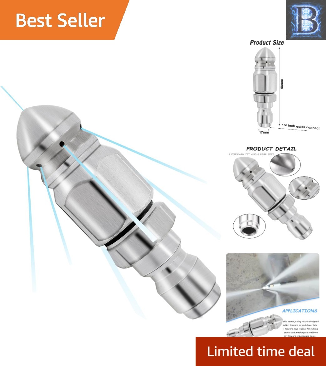 High-Performance Stainless Steel Sewer Jet Nozzle – 1/4″ Quick Connect & Durable