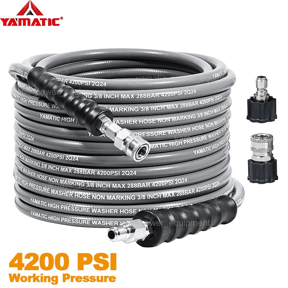 YAMATIC 4200 PSI Pressure Washer Hose for Hot Water, 3/8″ Swivel Quick Connector