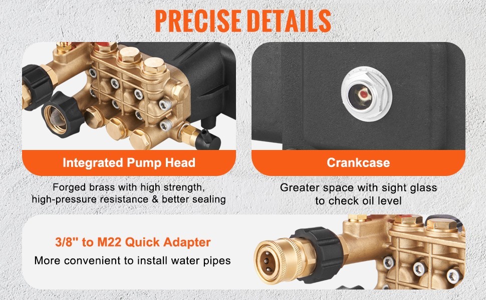 Pressure Washer Pump Power Washer Pump 3/4″ Horizontal 3300 PSI 3 GPM