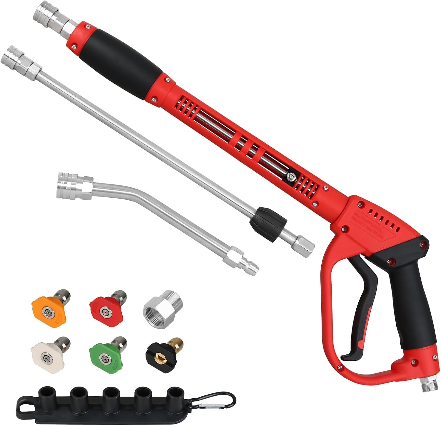 Pistola Hidrolavadora Resistente con Lanza Curva 30°, 5 Boquillas, 5000 PSI