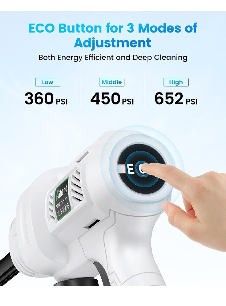 Cordless Pressure Washer 21V Rechargeable Battery 652PSI 3 Speed 1.18 GPM Aihand
