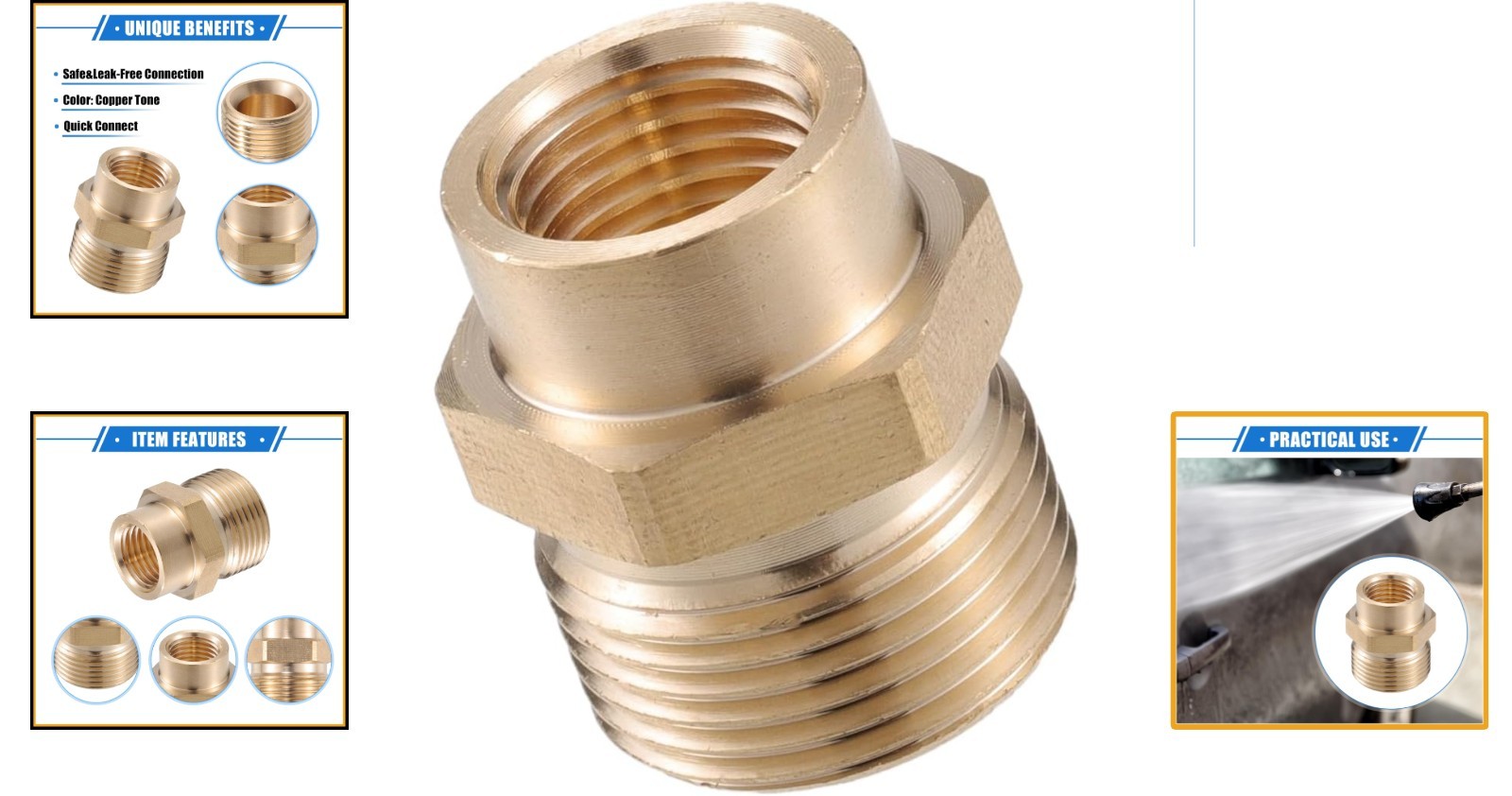 Durable M14x1.5 to M22x1.5 Brass Pressure Washer Connector – Easy Installation