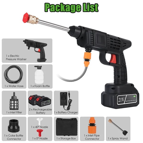 Portable Electric Pressure Washer 300W 27Bar Cordless for Car Bike Patio Garden