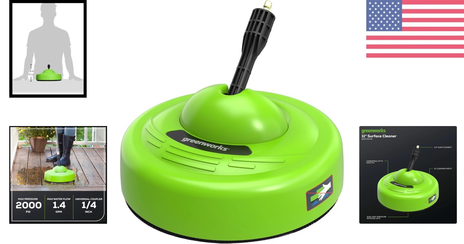 Efficient 11-Inch Pressure Washer Attachment for Large Surface Cleaning Tasks