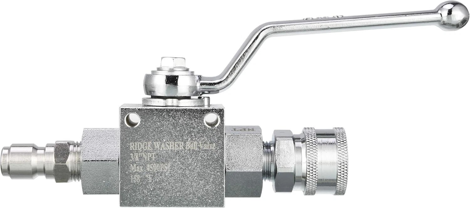 High Pressure Ball Valve Kit for Power Washer Hose, 3/8” Quick Disconnect, 45…