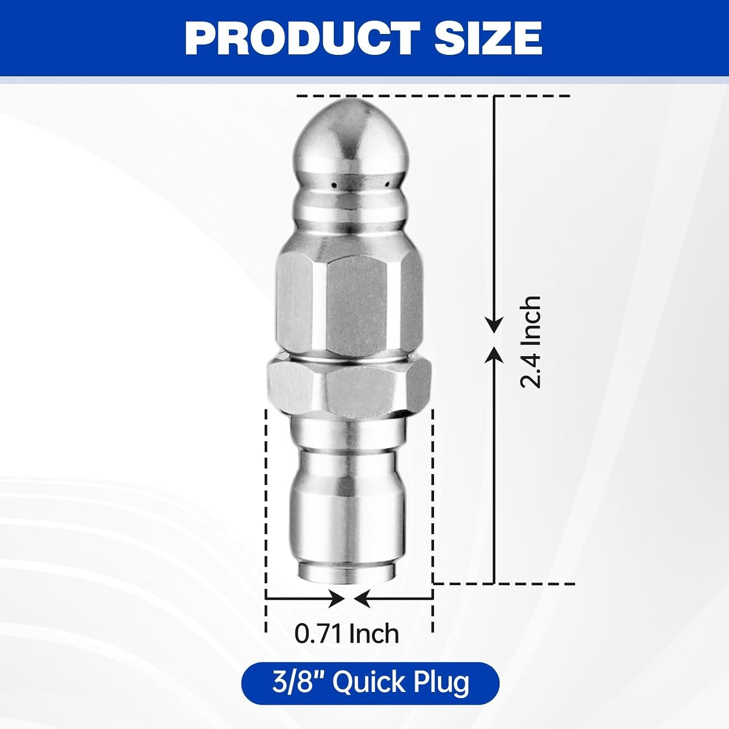 Pressure Washer Nozzle, 3/8″ Quick Connect, Stainless Steel, 5000 PSI