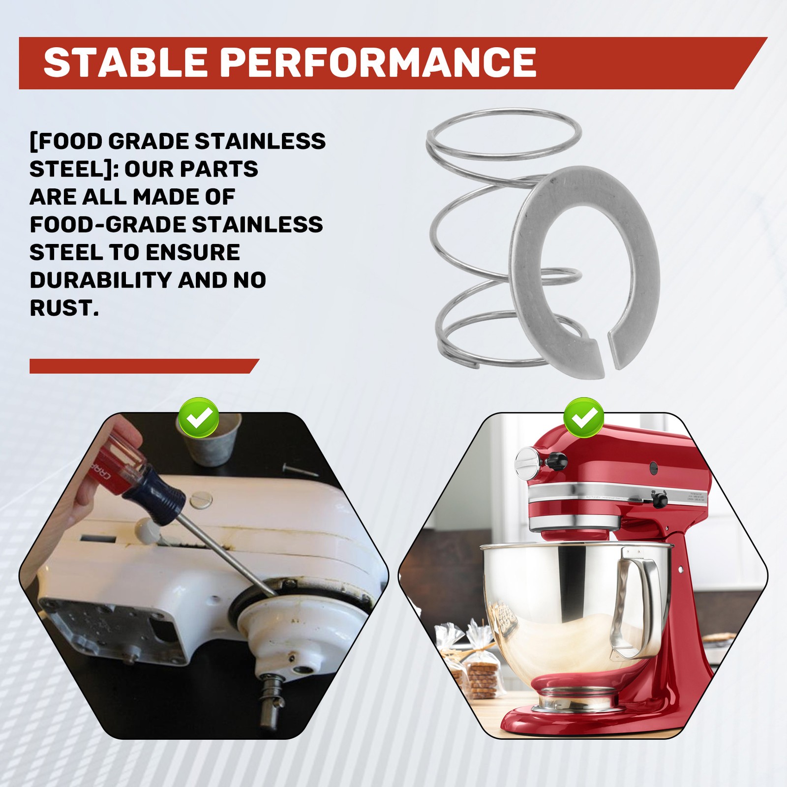 4PCS Spring and Washer for Mixer 3.5 Quarts to 7 Quarts Protect and Extend6602