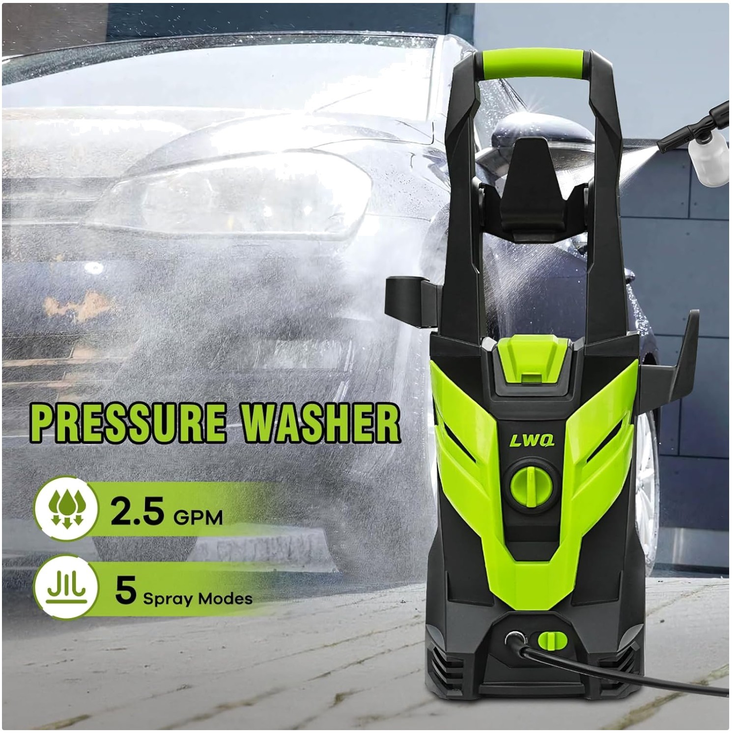 Bright Green Pressure Washer for Cars & Patios