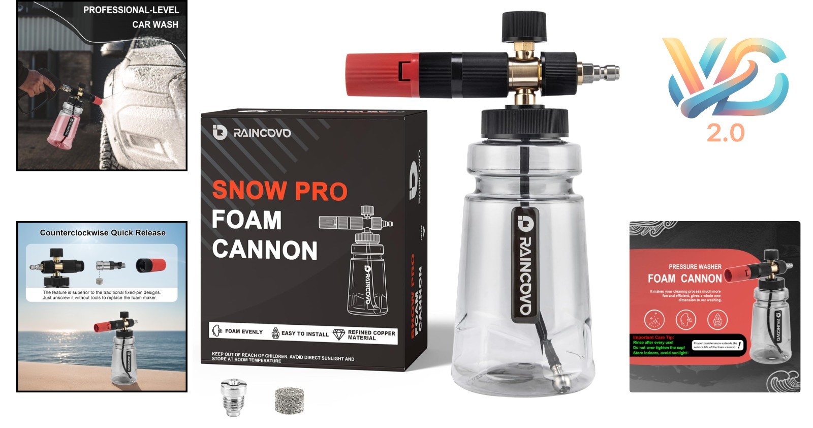 Black Stainless Steel Foam Cannon for Pressure Washer 1/4″ Quick Connect