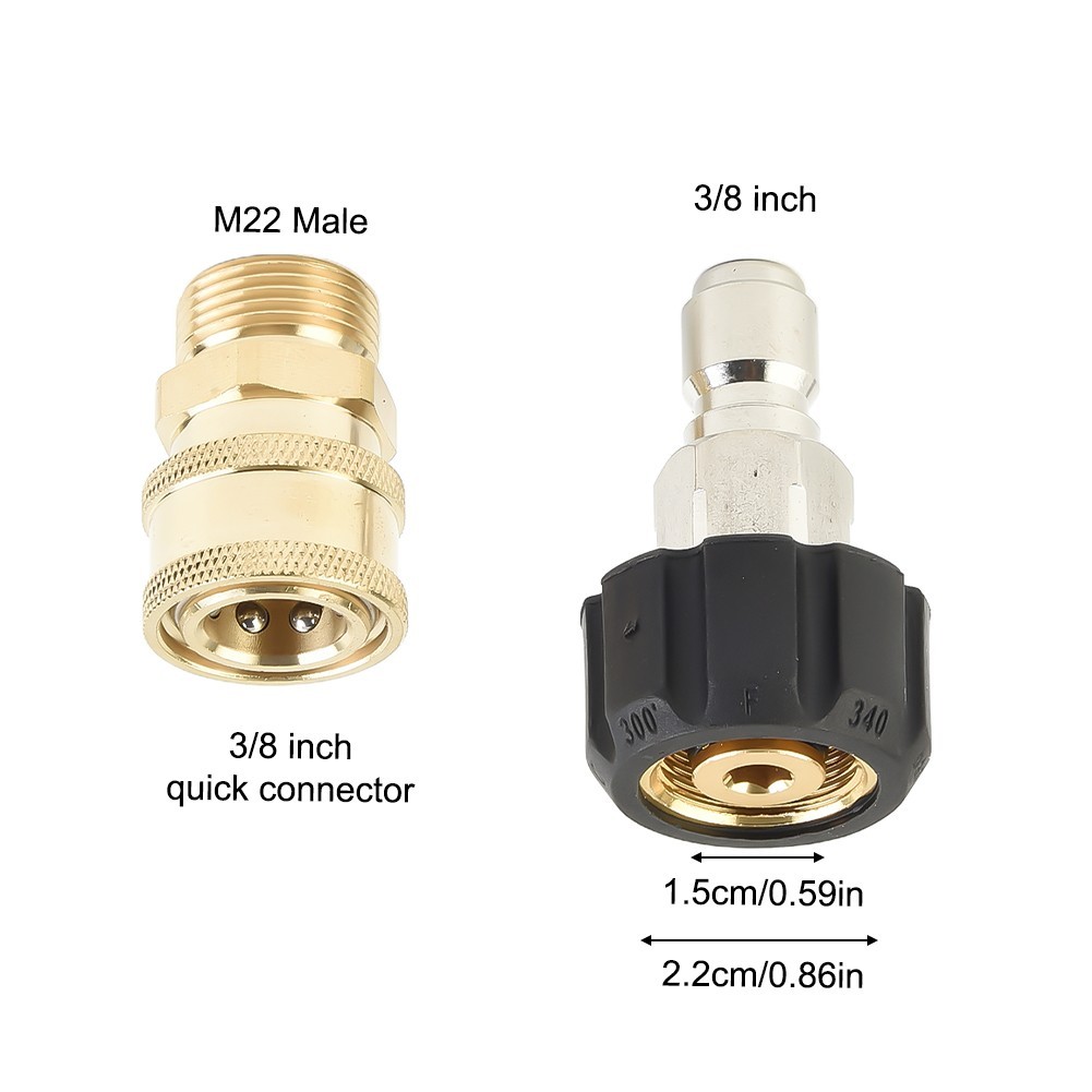 Set Pressure Washer Adapter Quick Connect To 1/4?? 3/8?? 14mm 15mm 5000 PSI