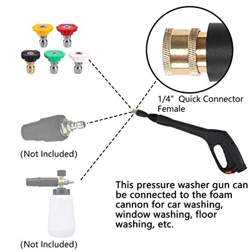 Pressure Washer Gun Kit 17″ with 5 Nozzles & Adapter – Fits Most Power Washers