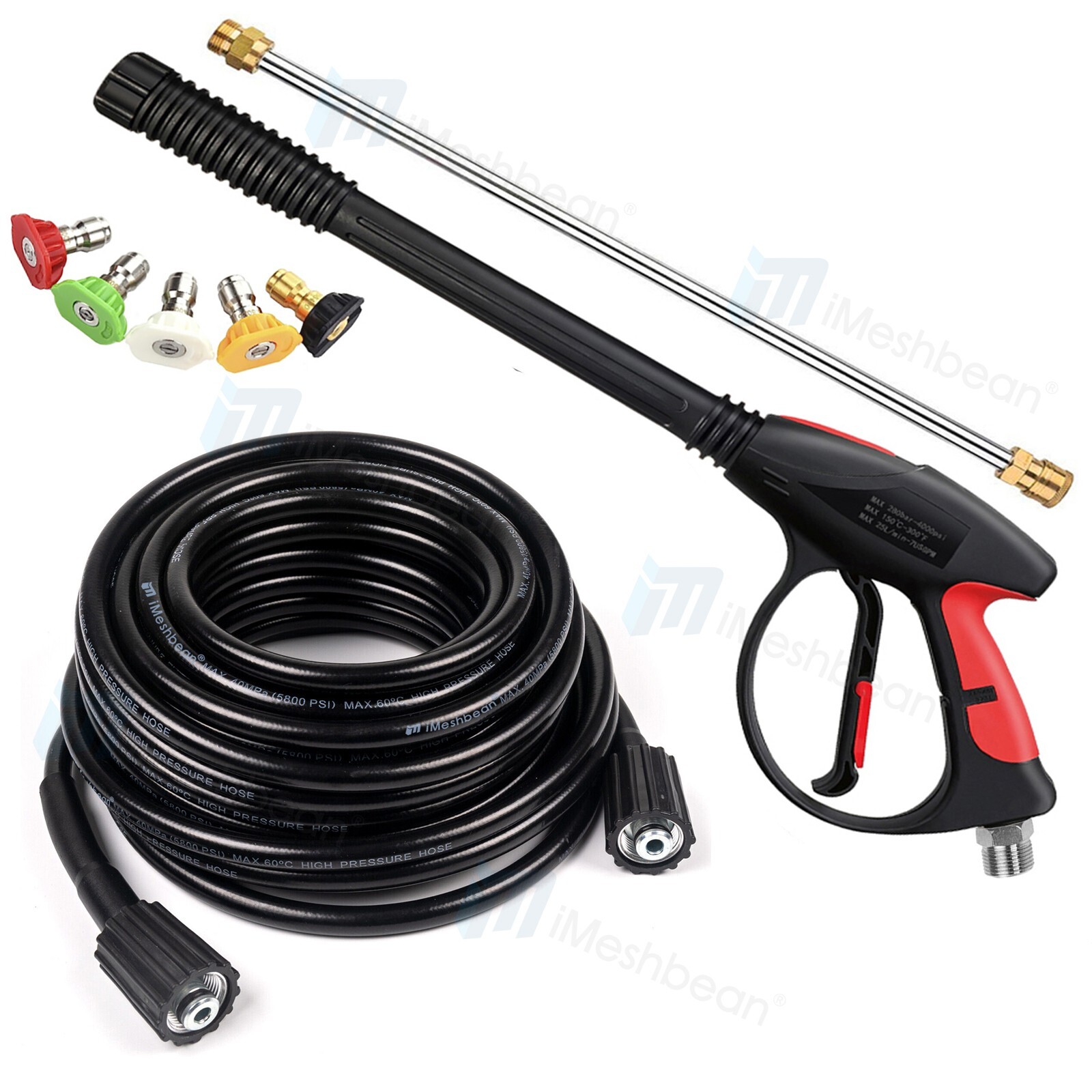 High Pressure 4000PSI Car Power Washer Gun Spray Wand Lance Nozzle and Hose Kit