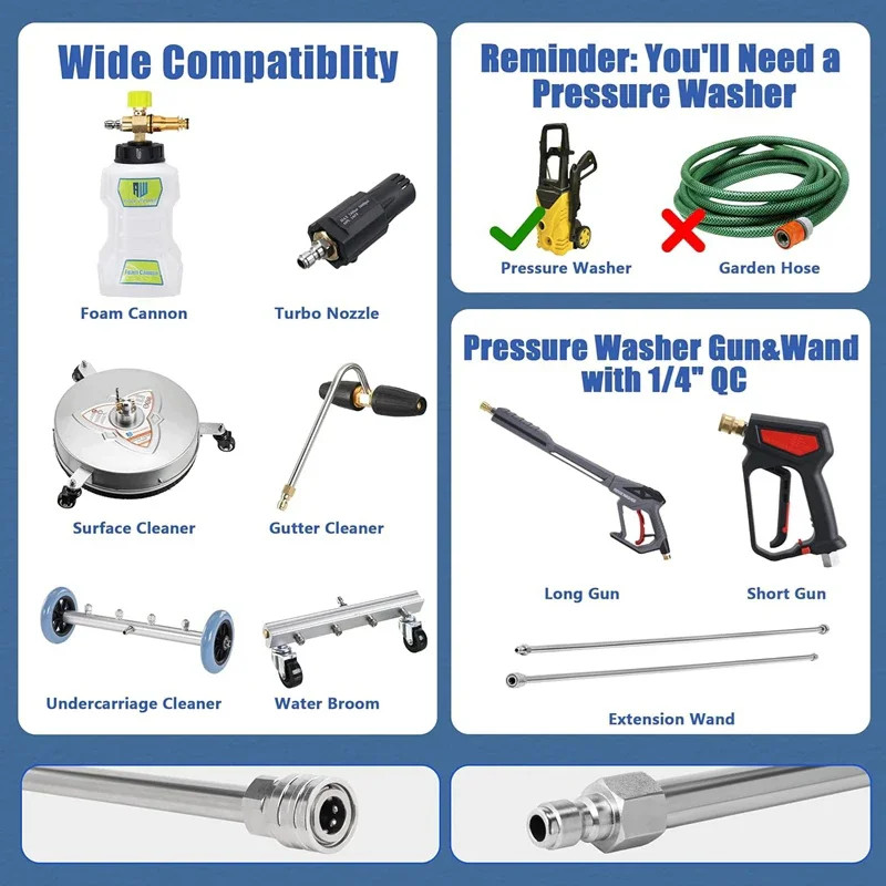Pressure Washer Wand Stainless Steel and Brass Body and Fitting with 1/4″ Quick