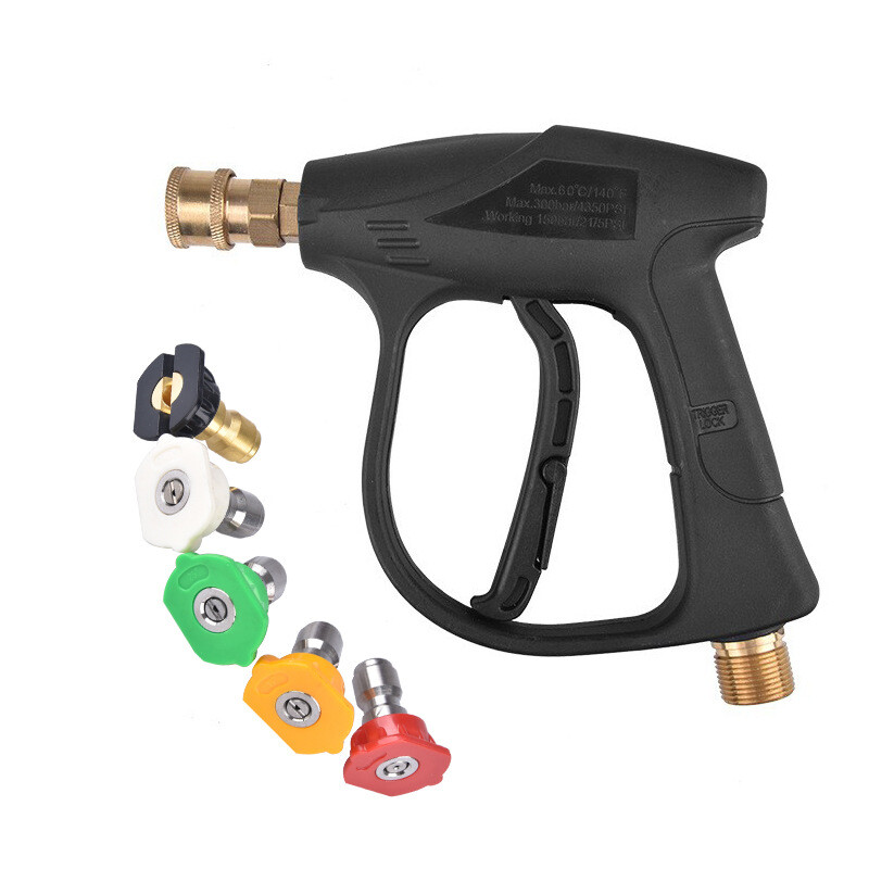 1/4″ High Pressure Washer Gun 4000 PSI Car Wash Foam Spray Short Wand w/5 Nozzle