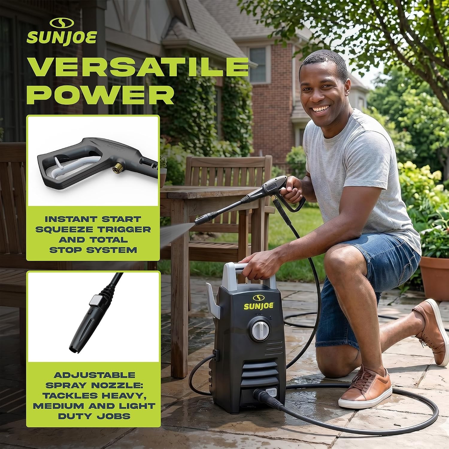 Greenworks Compact Electric Pressure Washer 1.2 GPM w/ 20FT Hose & 35FT Cord