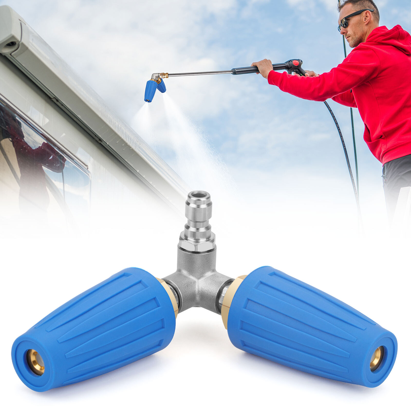 4000PSI Original Pressure Washer Rotating Dual Turbo Nozzle Tip1/4″ 4-6GPM
