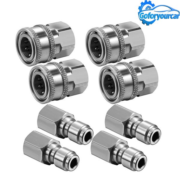 4 Sets NPT 3/8 Inch Stainless Steel Male and Female Quick Connector Kit Pressure