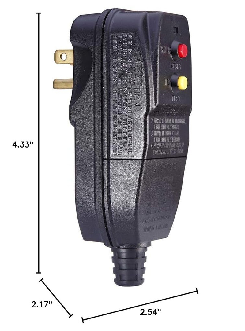 GFCI Plug 15Amp 3 Prong 120V | for Pressure Washer Pool Pump Etc., Circuit Break