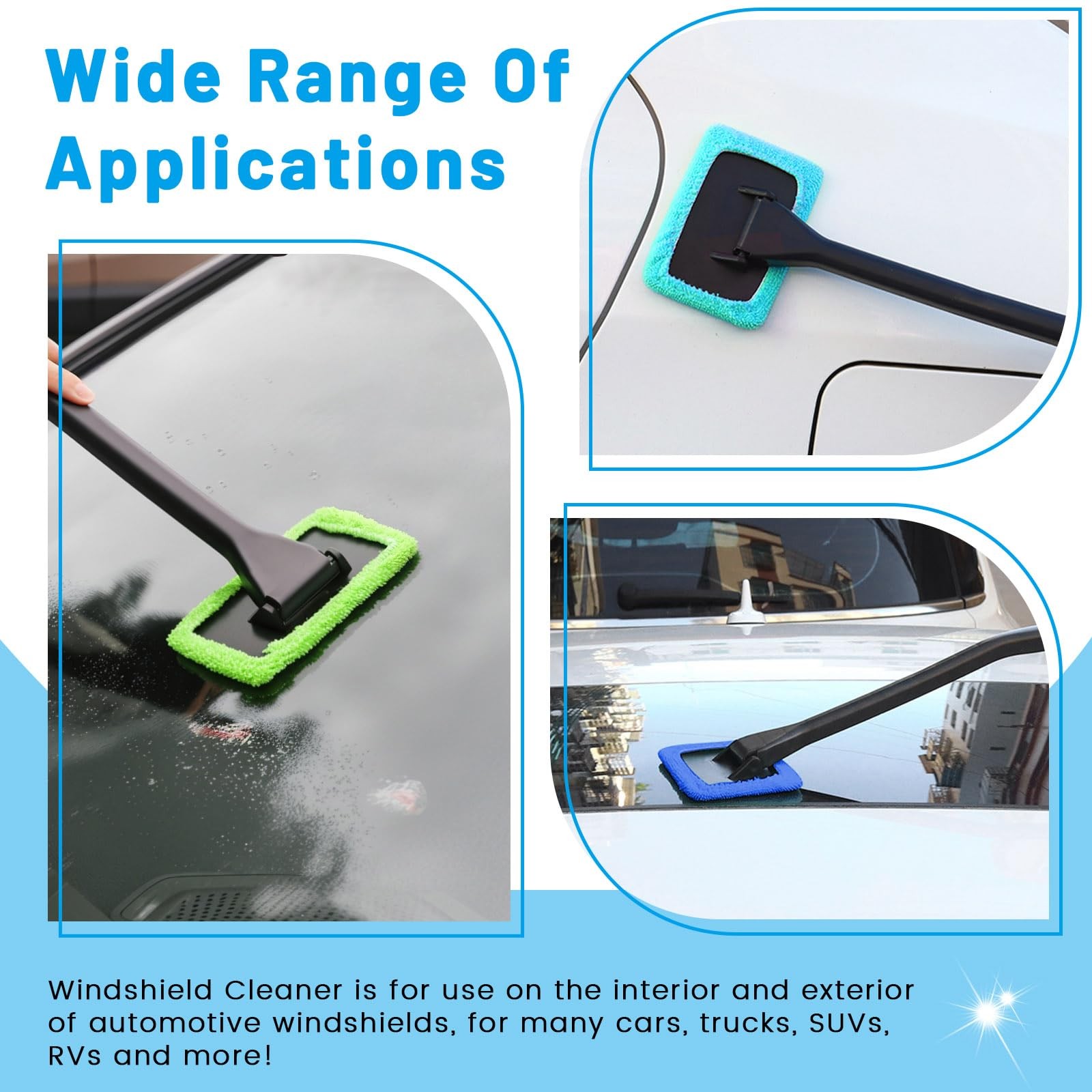 Bagentry Rectangle Windshield Cleaner Tool Kit, 4.9″ x 3.4″ x 15.7″, Green