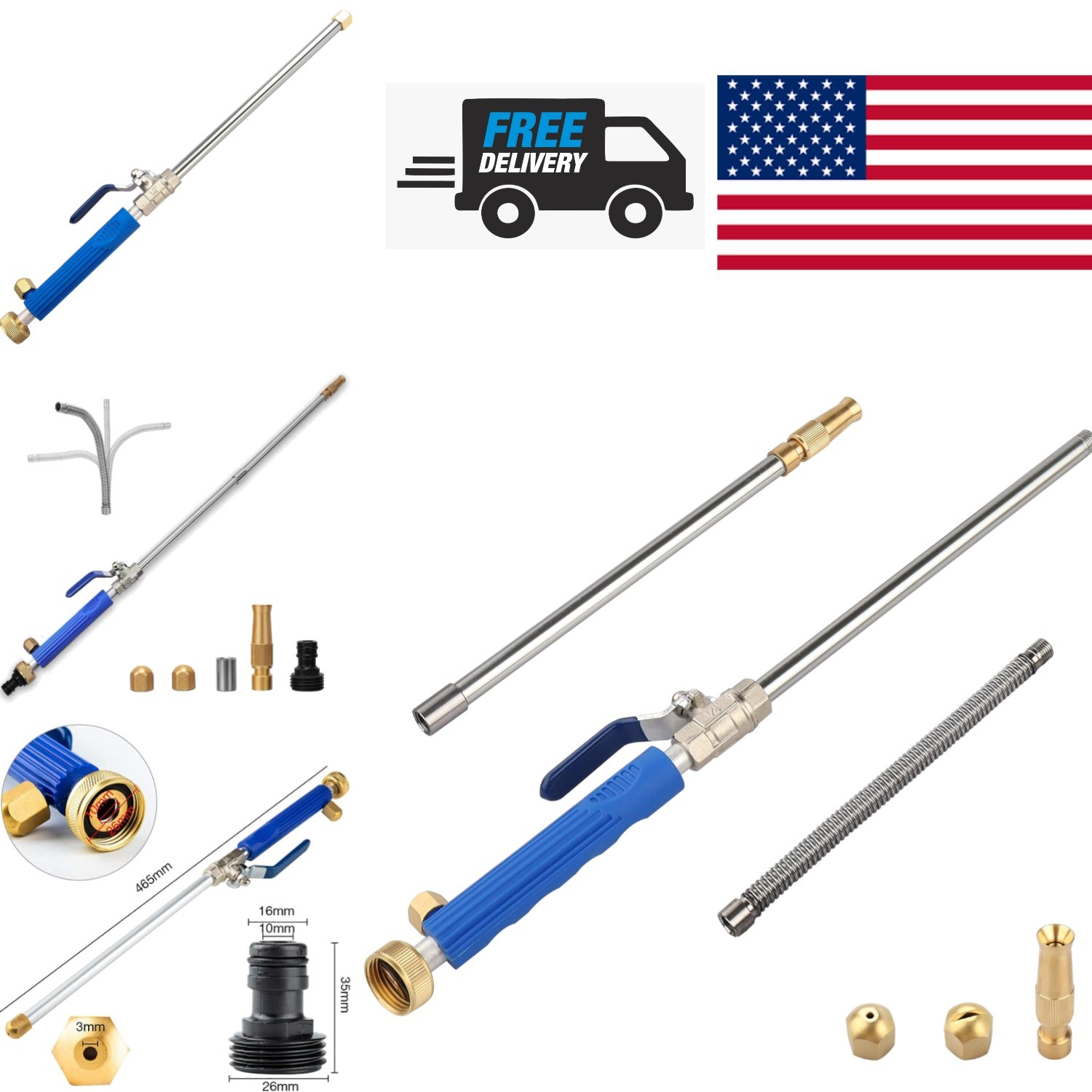 Flexible Cleaning Wand 39 Inch High Pressure Power Washer for Gutter and Glass