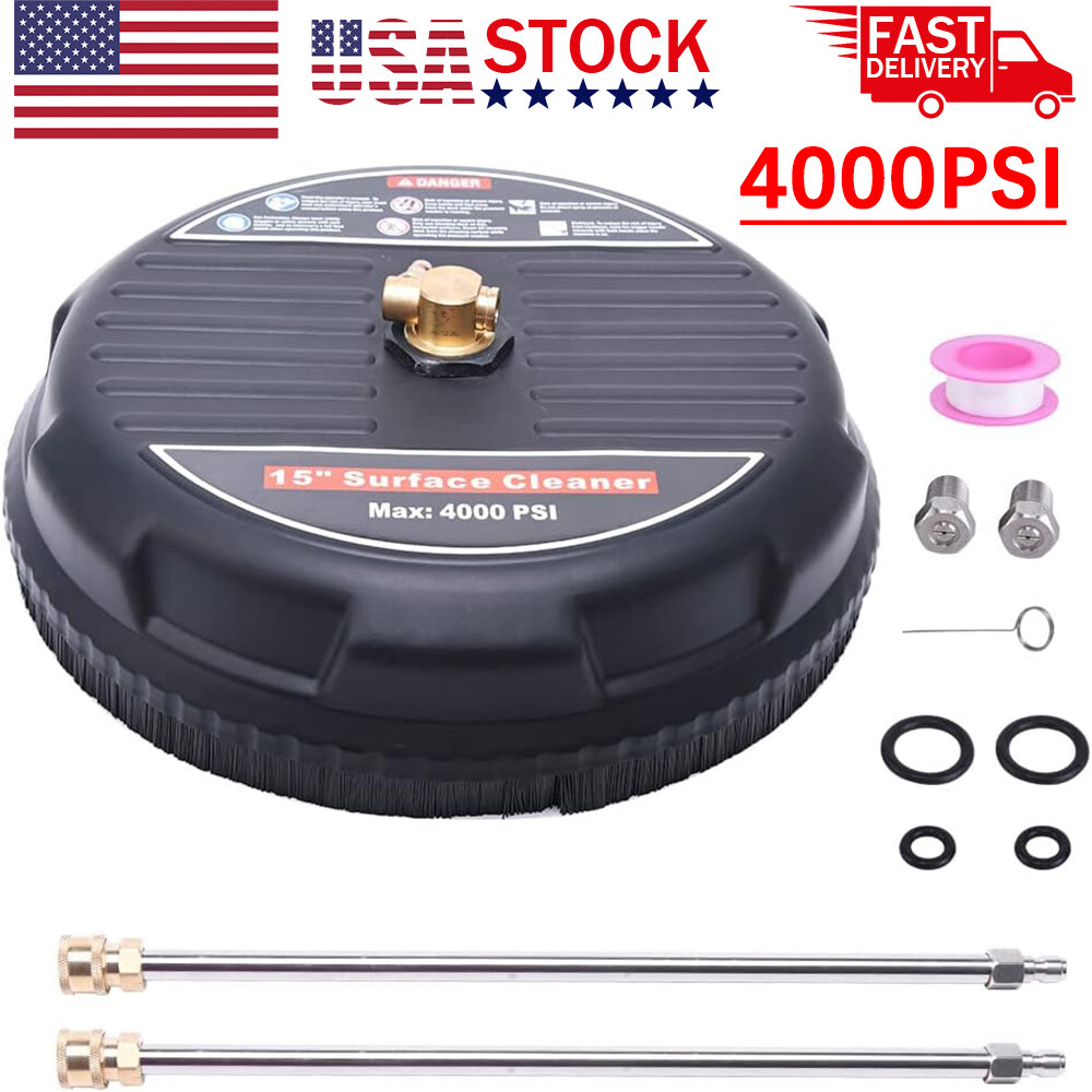 New 15″inch Pressure Washer Surface Cleaner 4000 PSI +2 Extension Wand