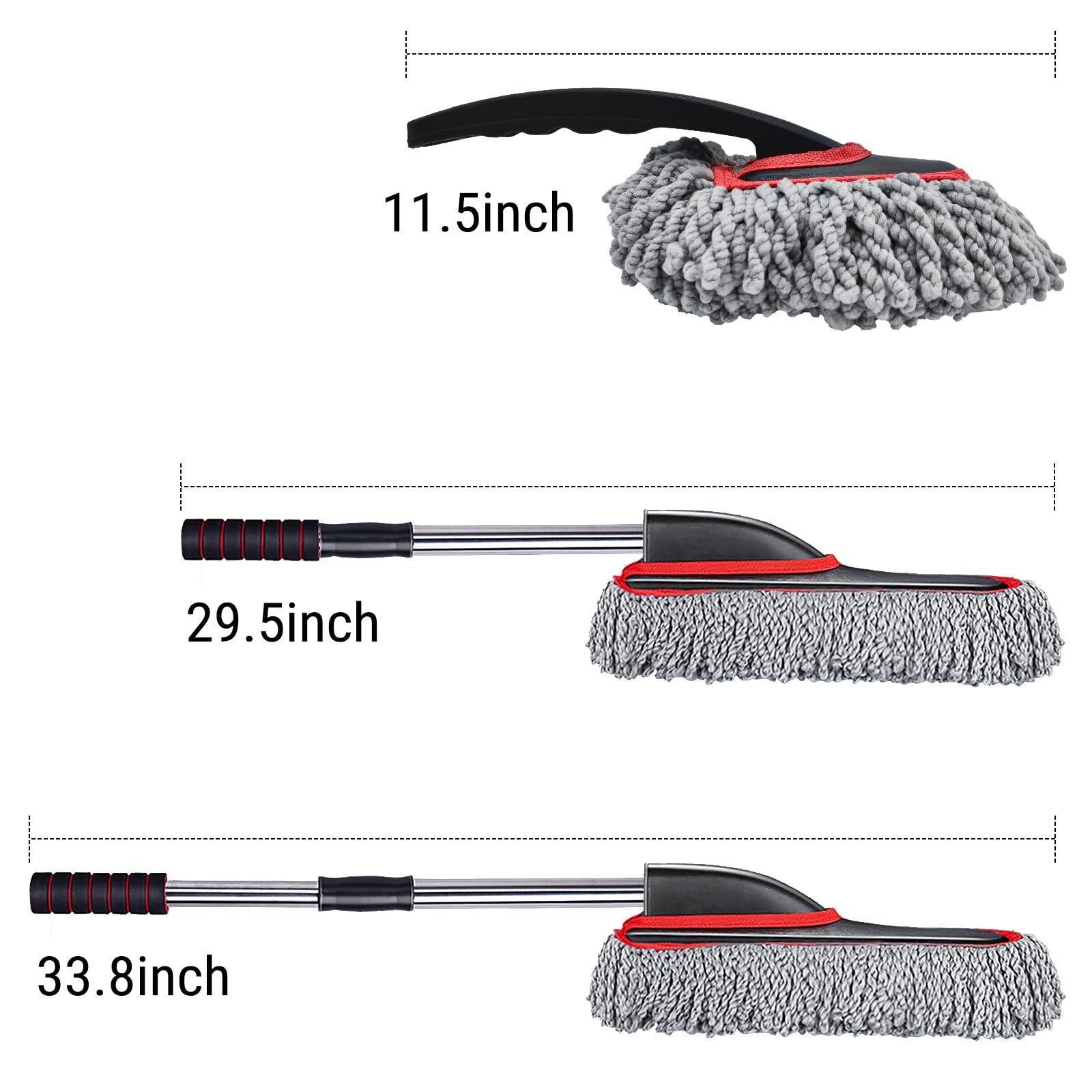 YeewayVeh Car Duster Kit, 2PCS Microfiber Exterior and 2 Pack, Red, Gray