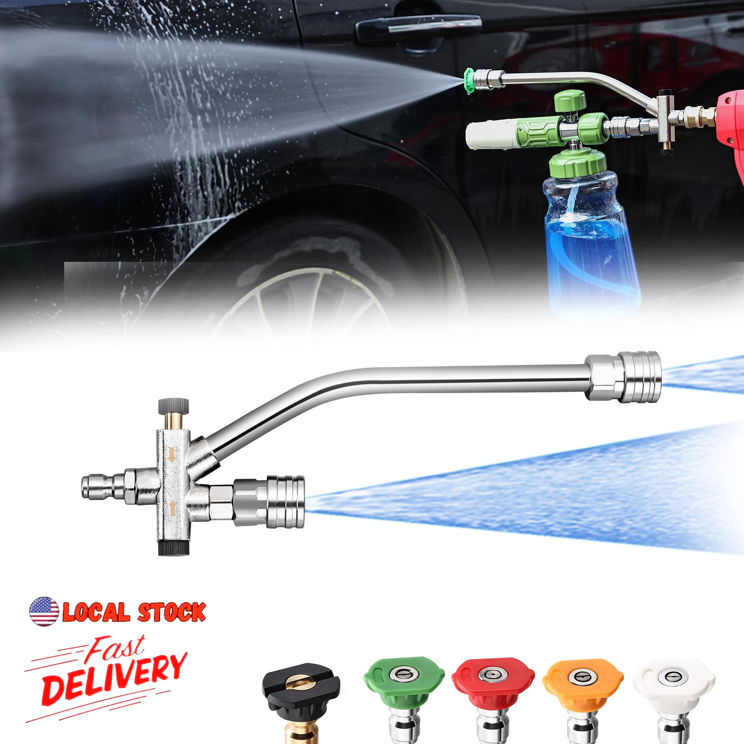 Foam Cannon Dual Connector Accessory Pressure Washer Double Tip Attachment
