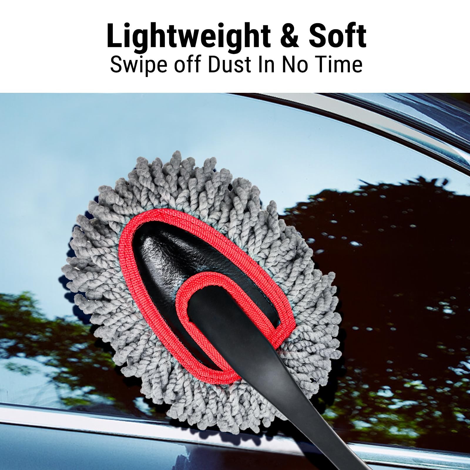 YeewayVeh Car Duster Kit, 2PCS Microfiber Exterior and 2 Pack, Red, Gray