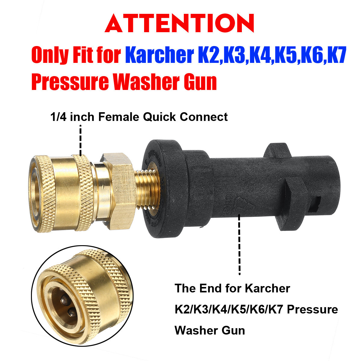 Pressure Washer Gun Adapter 1/4″ Quick Connect For S10 Karcher K2 K3 K4 K5 K6 K7