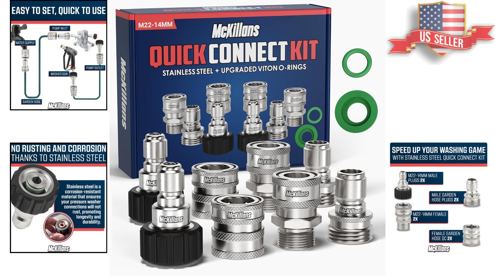 Complete Stainless Steel Conversion Kit for Gas Pressure Washers, M22-14mm