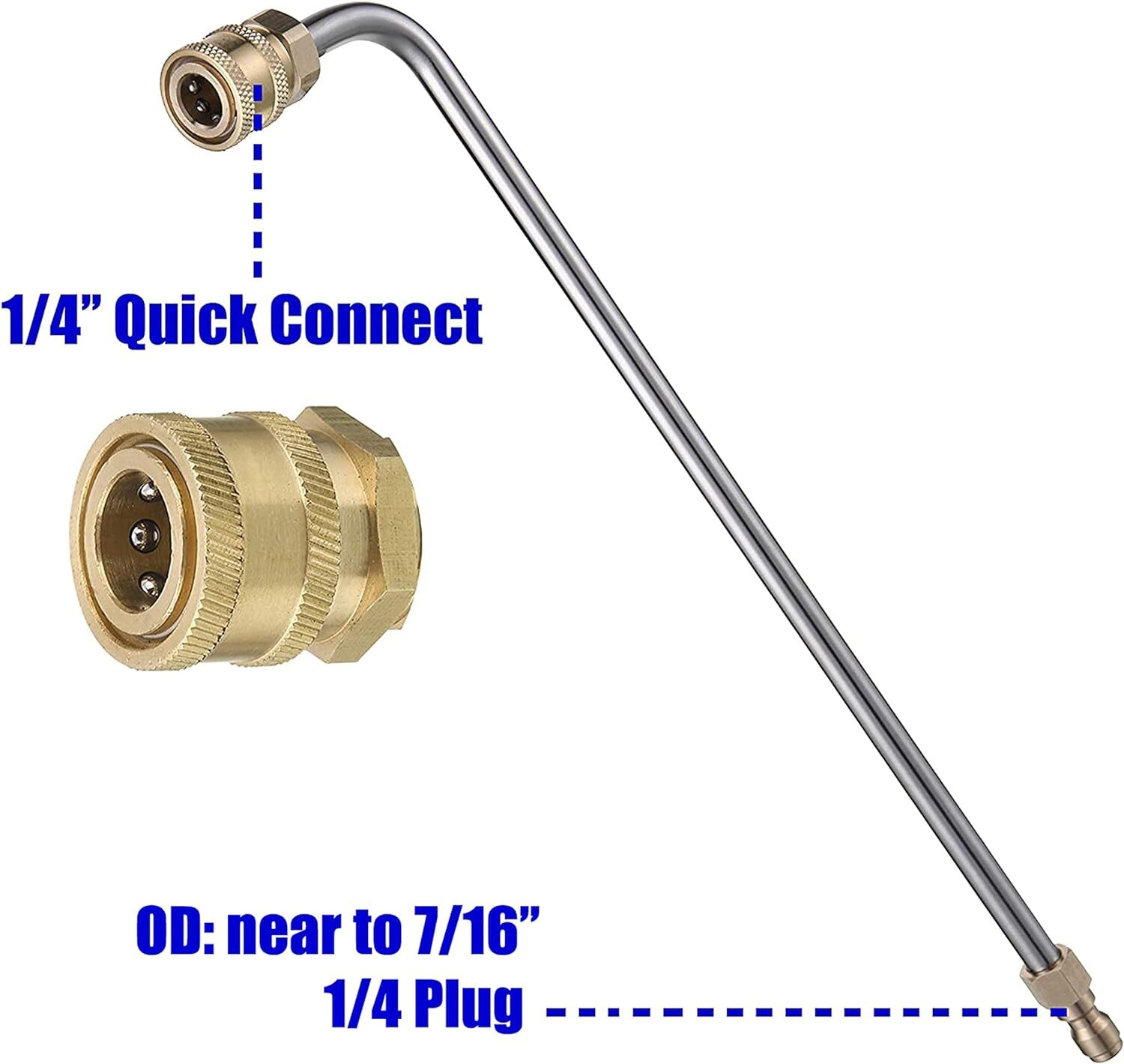 Pressure Washer Wand Extension, 90 Degree Curved Angled, Undercarriage and Gutte